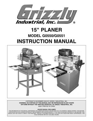 15" Planer Instruction Manual