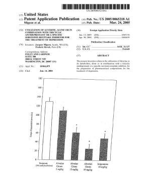 (12) Patent Application Publication (10) Pub. No.: US 2005/0065218A1 Migeon Et Al