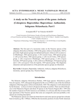 A Study on the Nearctic Species of the Genus Anthaxia (Coleoptera: Buprestidae: Buprestinae: Anthaxiini). Subgenus Melanthaxia. Part I