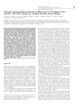 Molecular and Immunological Dissection of Diffuse Large