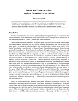 Instant, Non-Transverse Actions: Ampèrian Forces in an Electric Universe