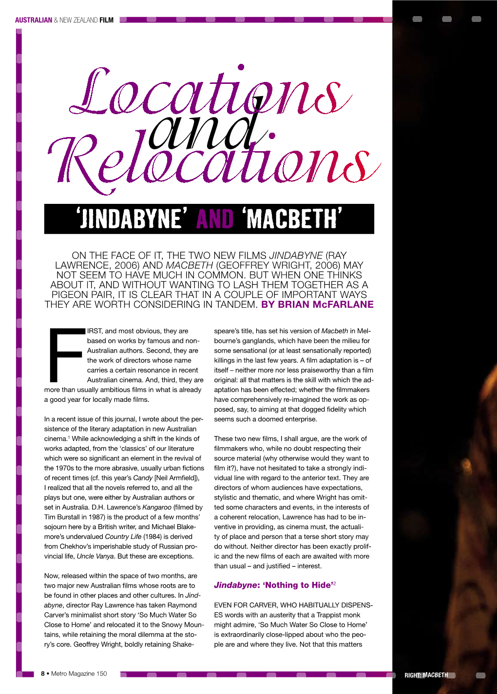 'Jindabyne' and 'Macbeth'