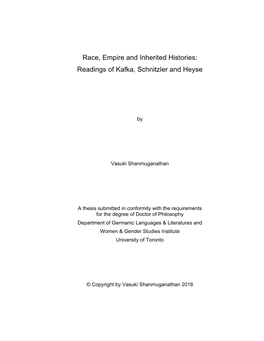 Race, Empire and Inherited Histories: Readings of Kafka, Schnitzler and Heyse