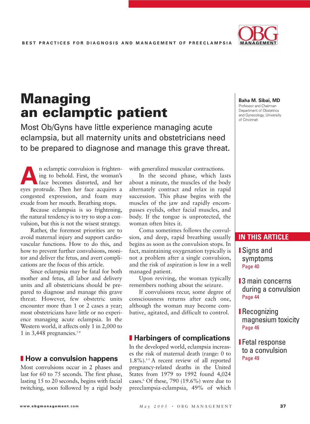Managing an Eclamptic Patient