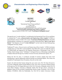 Characterization and Engineering of Karst Aquifers REPORT