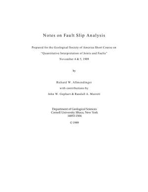 Download a Copy of the Notes on Fault Slip Analysis That Randy Marrett, John Gephart