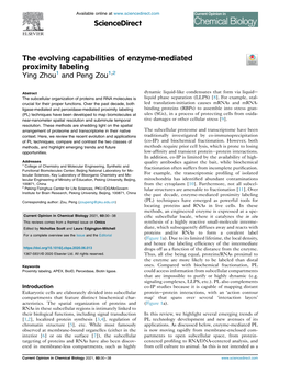 The Evolving Capabilities of Enzyme-Mediated Proximity Labeling Ying Zhou1 and Peng Zou1,2