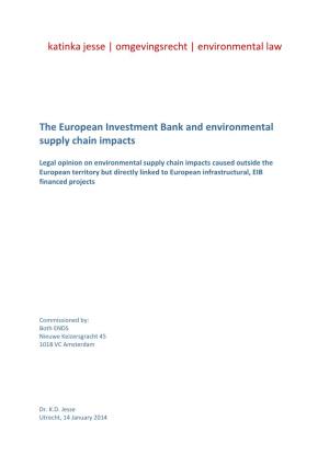The European Investment Bank and Environmental Supply Chain Impacts