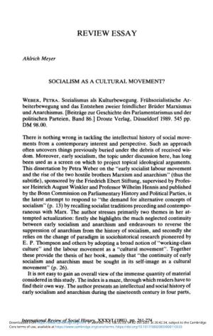 Socialism As a Cultural Movement?