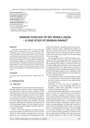 Demand Forecast of NFC Mobile Users – a Case Study of Serbian Market