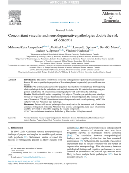 Concomitant Vascular and Neurodegenerative Pathologies Double the Risk of Dementia