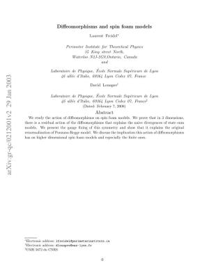 Diffeomorphisms and Spin Foam Models