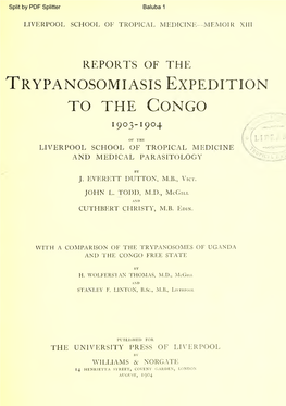 Reports of the Trypanosomiasis Expedition to the Congo, 1903
