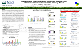 In-Field Weathering Influences Harvestable Biomass Yield and Biofuel Quality
