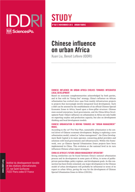 Chinese Influence on Urban Africa Xuan Liu, Benoit Lefèvre (IDDRI)