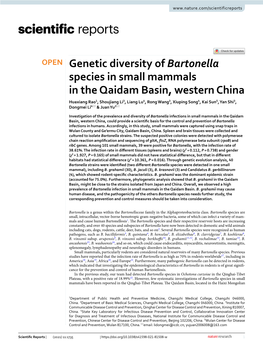 Genetic Diversity of Bartonella Species in Small Mammals in the Qaidam