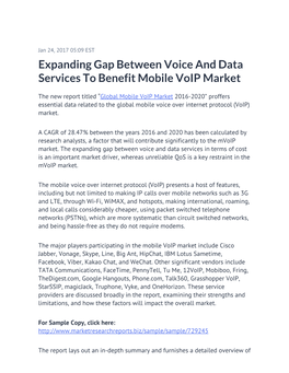 Expanding Gap Between Voice and Data Services to Benefit Mobile Voip Market