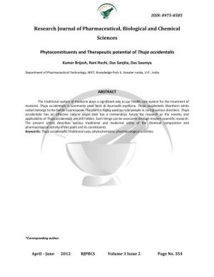 Phytoconstituents and Therapeutic Potential of Thuja Occidentalis