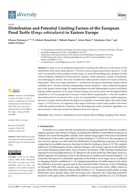 Distribution and Potential Limiting Factors of the European Pond Turtle (Emys Orbicularis) in Eastern Europe