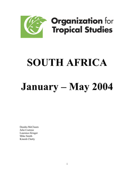 SOUTH AFRICA January – May 2004