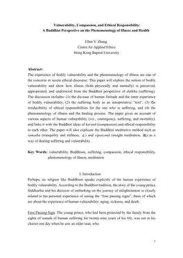 Vulnerability, Compassion, and Ethical Responsibility: a Buddhist Perspective on the Phenomenology of Illness and Health
