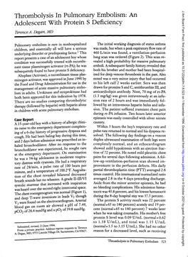 An Adolescent with Protein S Deficiency Terence A