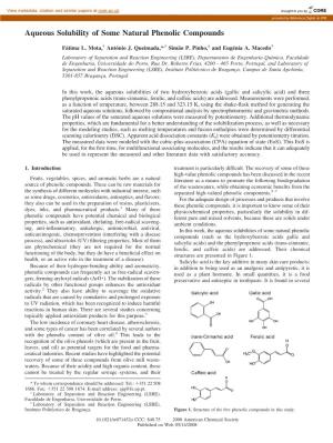 Aqueous Solubility of Some Natural Phenolic Compounds