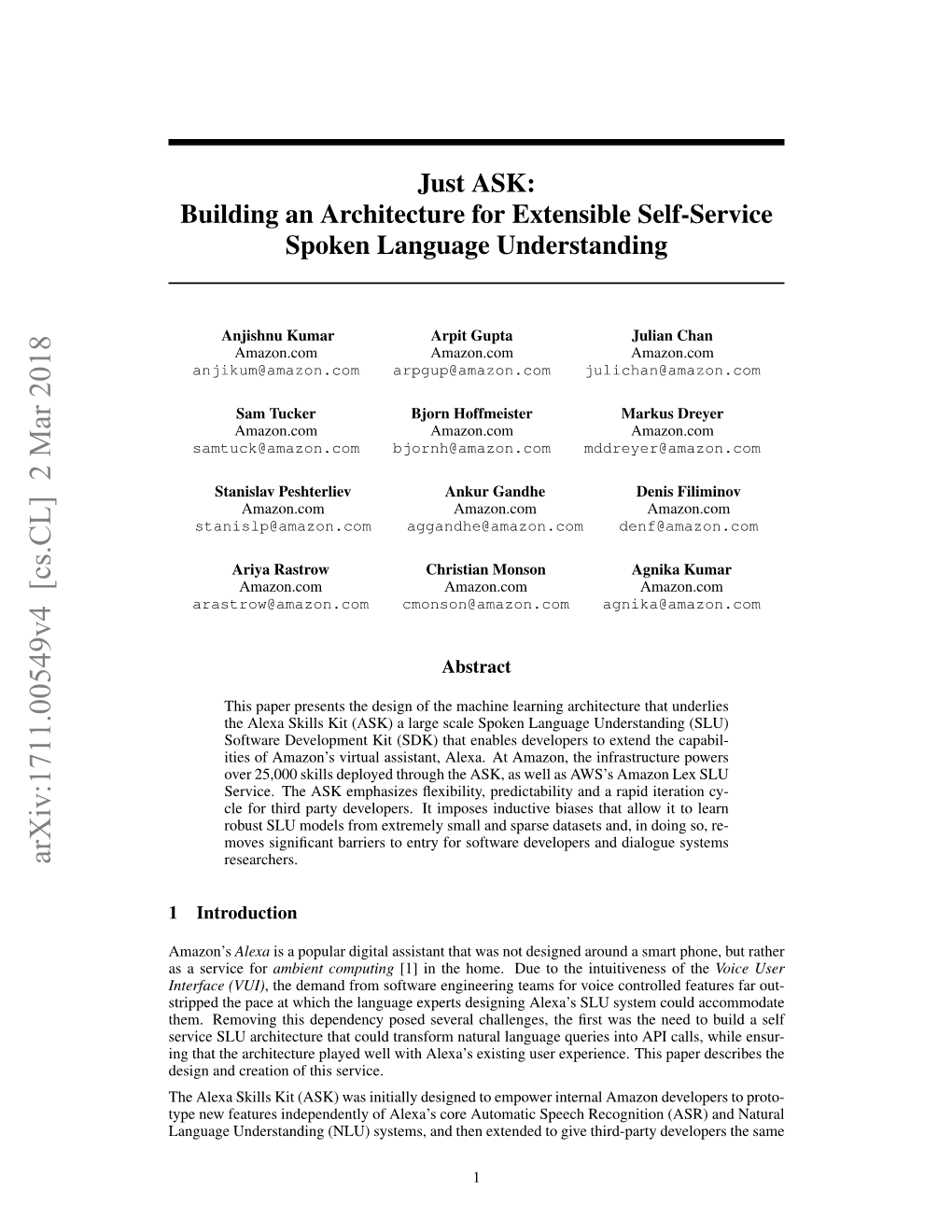 Just ASK: Building an Architecture for Extensible Self-Service Spoken Language Understanding