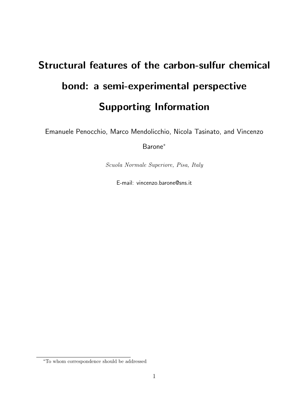 Structural Features of the Carbon-Sulfur Chemical Bond: a Semi-Experimental Perspective Supporting Information