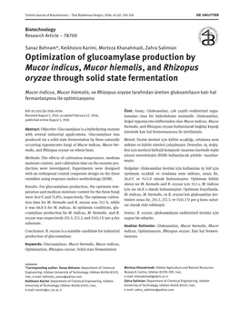 Optimization of Glucoamylase Production by Mucor Indicus, Mucor Hiemalis, and Rhizopus Oryzae Through Solid State Fermentation