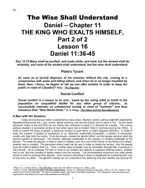 Chapter 11 the KING WHO EXALTS HIMSELF, Part 2 of 2 Lesson 16 Daniel 11:36-45