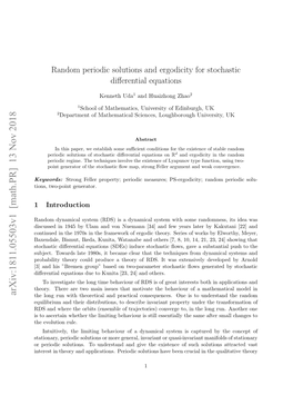 Random Periodic Solutions and Ergodicity for Stochastic Differential