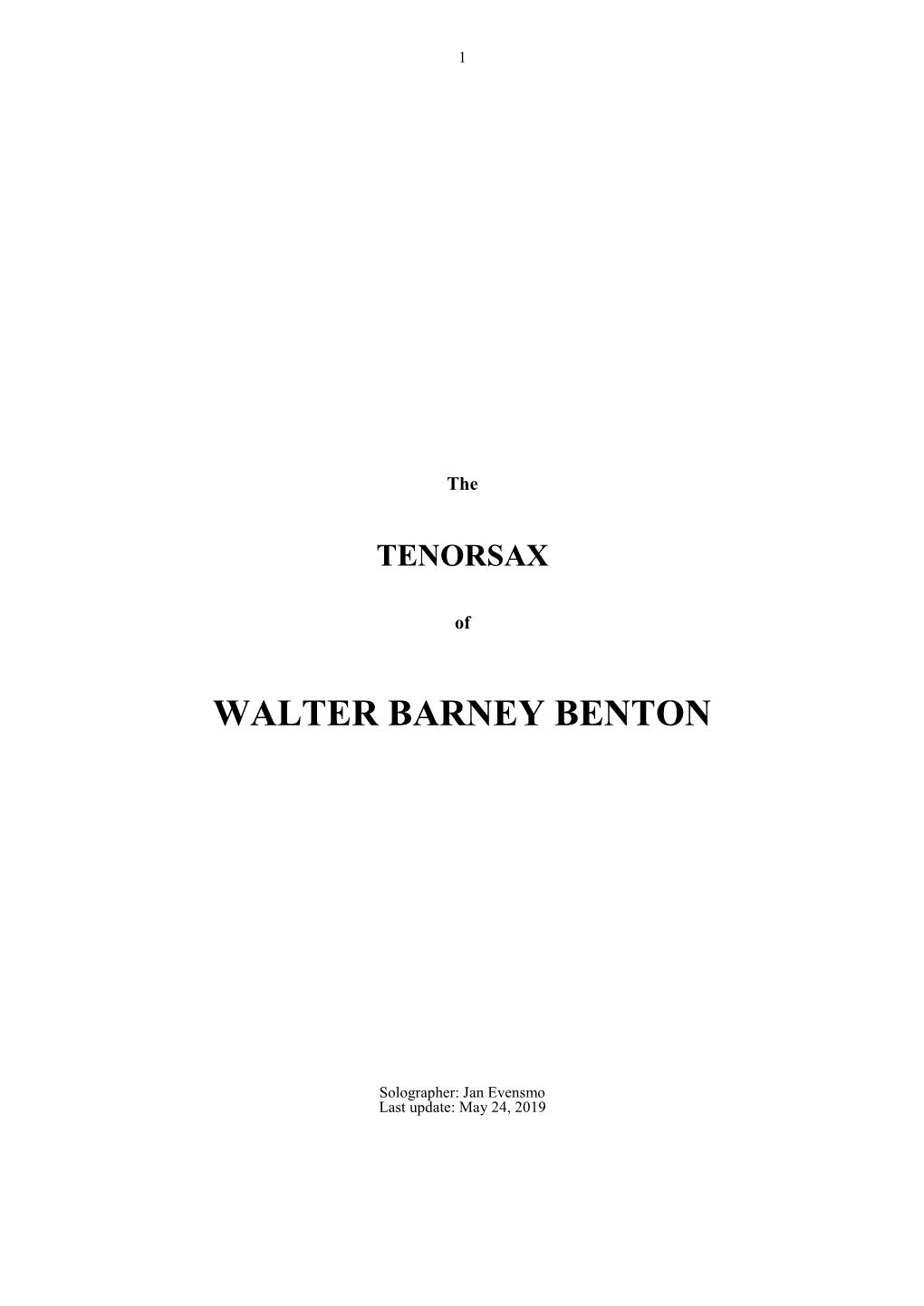Download the Tenor Saxophone of Walter Benton