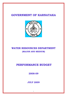 Government of Karnataka Performance Budget