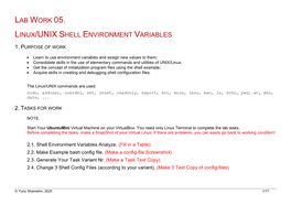 Lab Work 05. Linux/UNIX Shell Environment Variables