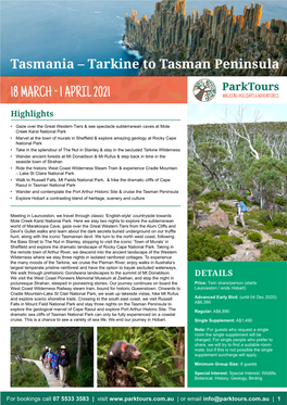 Tarkine to Tasman Peninsula 18 MARCH - 1 APRIL 2021