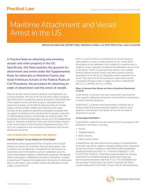 Maritime Attachment and Vessel Arrest in the US
