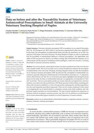 Data on Before and After the Traceability System of Veterinary Antimicrobial Prescriptions in Small Animals at the University Veterinary Teaching Hospital of Naples