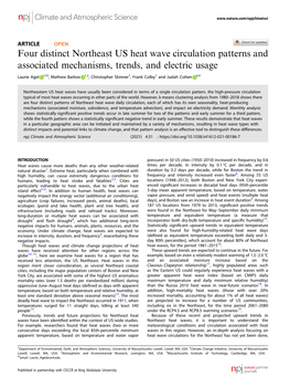 Four Distinct Northeast US Heat Wave Circulation Patterns and Associated Mechanisms, Trends, and Electric Usage