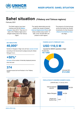 Sahel Situation (Tillabery and Tahoua Regions) February 2021