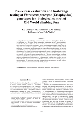 Genotypes for Biological Control of Old World Climbing Fern