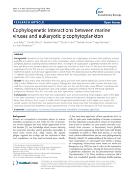 Cophylogenetic Interactions Between Marine Viruses and Eukaryotic