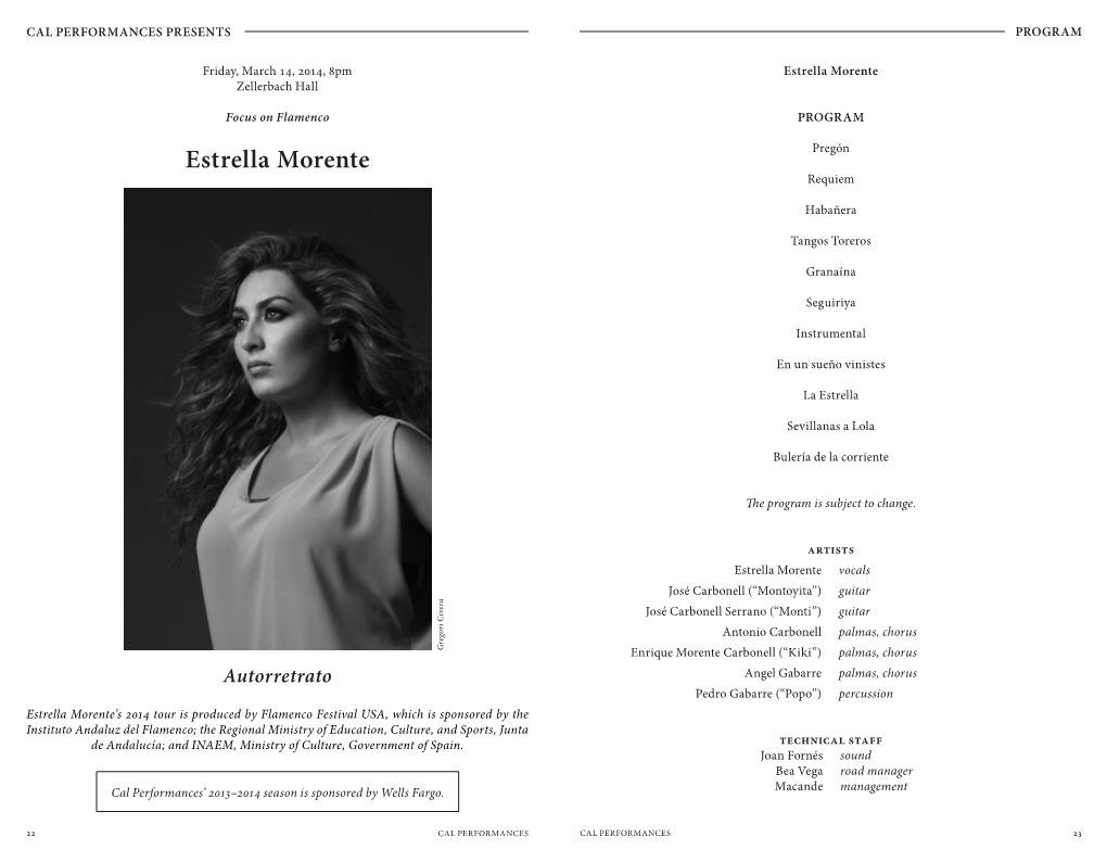 Estrella Morente Zellerbach Hall