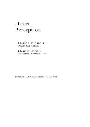 Direct Perception (Michaels & Carello, 1981)