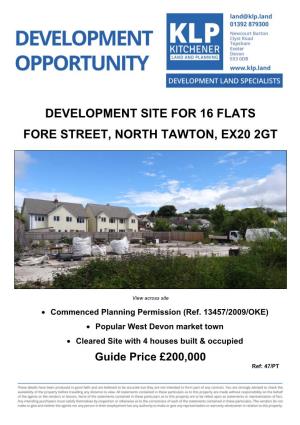 Development Site for 16 Flats Fore Street, North Tawton, Ex20 2Gt