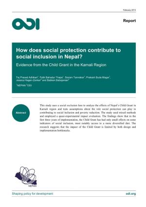 How Does Social Protection Contribute to Social Inclusion in Nepal?