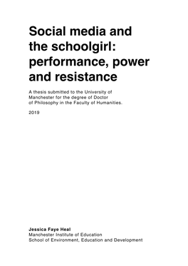 Social Media and the Schoolgirl: Performance, Power and Resistance