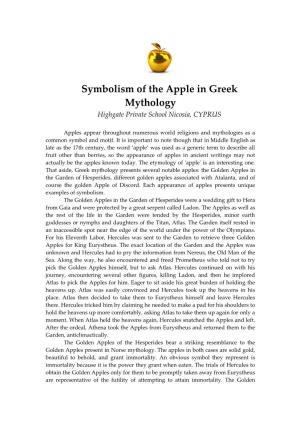 Symbolism of the Apple in Greek Mythology Highgate Private School Nicosia, CYPRUS