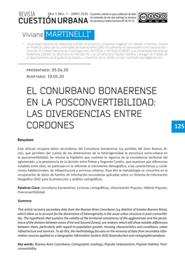 El Conurbano Bonaerense En La Posconvertibilidad: Las Divergencias Entre Cordones 125