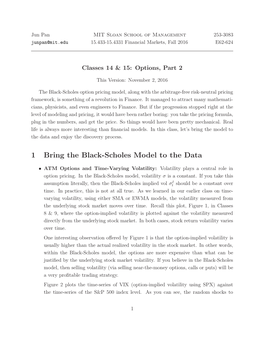 1 Bring the Black-Scholes Model to the Data